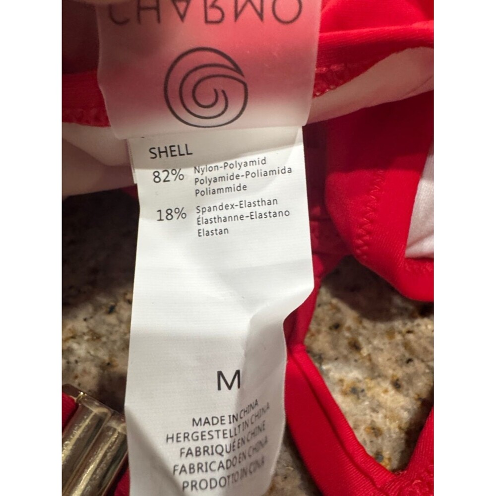 Charmo One Piece Swimsuit Cutout Red High Waisted Monokini Red Medium NWT - Picture 9 of 10